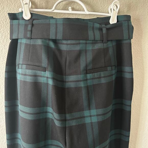Antonio Melani NWT womens Natalia green plaid pleated belted ankle pants size 10 - Picture 6 of 12